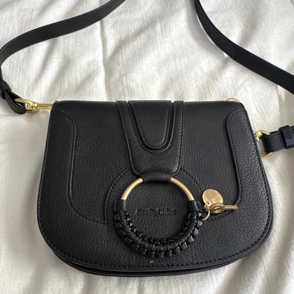 See By Chloe Black Crossbody Bag with Gold Accents